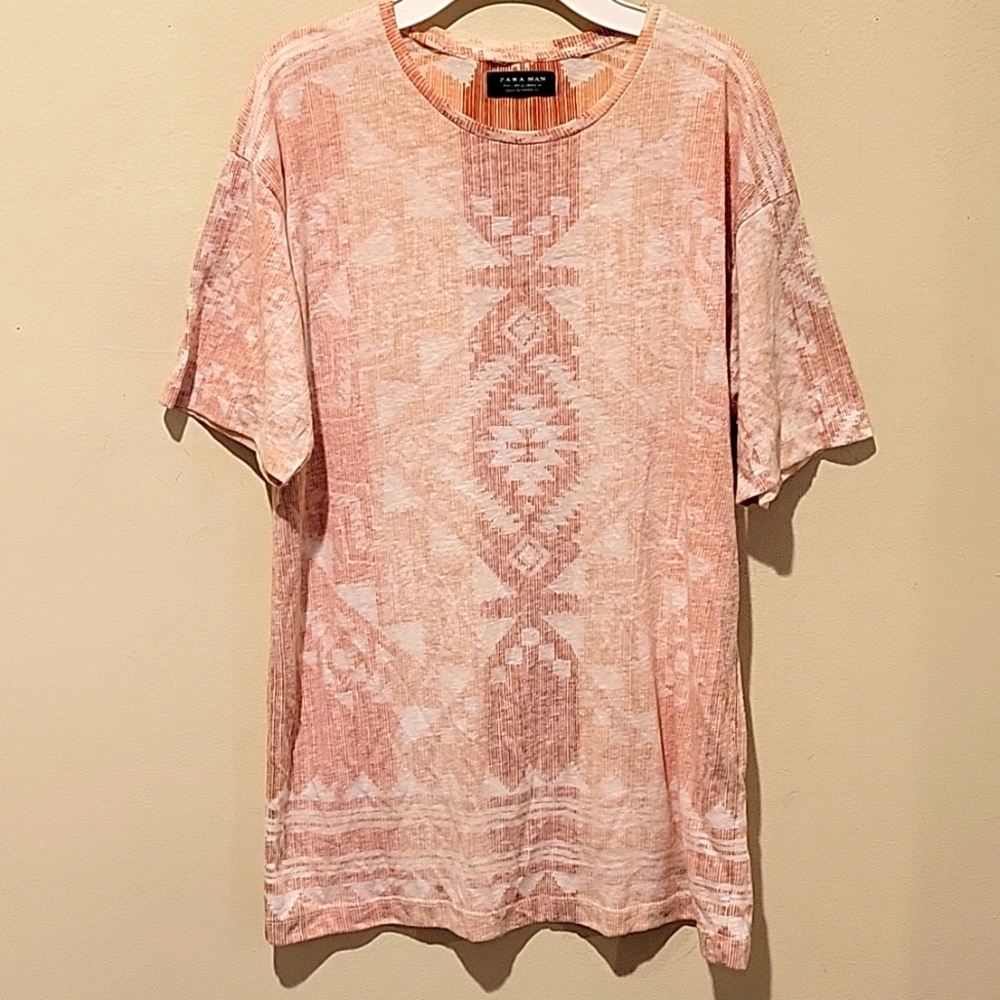 Zara Light Pink Geometric Short Sleeve Tee